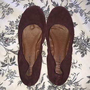 Sz 9.5 Lucky Brand Emmie burgundy suede flats